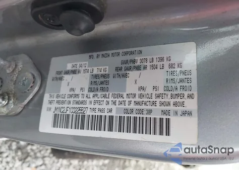 2012 Mazda Mx-5 Miata Sport z USA, uszkodzony, nr VIN JM1NC2JF1C0225527